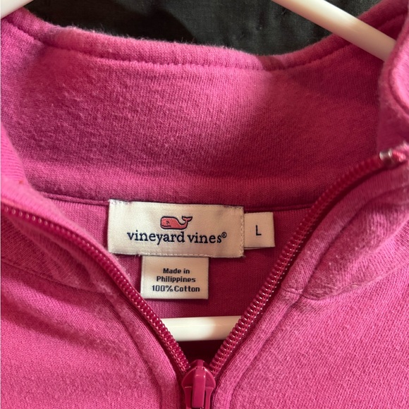 Vineyard Vines Pink Quarter-Zip Sweater with Plaid Accents - Picture 2 of 7
